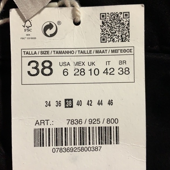 NWT. Zara Black Cotton Trousers. Size 6. - Picture 6 of 11